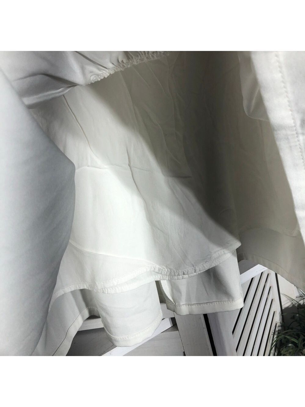 Princess Polly Tennis Mini Skirt Flouncy Hemline Back Zip Cotton White Women’s 6 - Picture 8 of 9